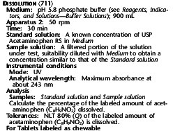 Dissolution section of the USP Acetaminophen Tablets monograph