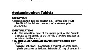 Opening of the USP monograph for Acetaminophen Tablets